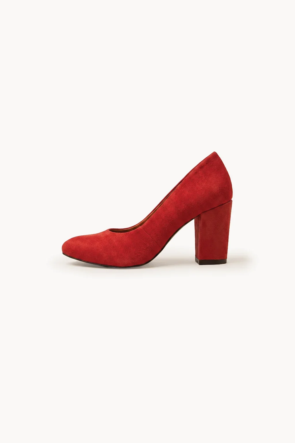 Decollete Camoscio – Block Heel, Red — 04 side profile 2