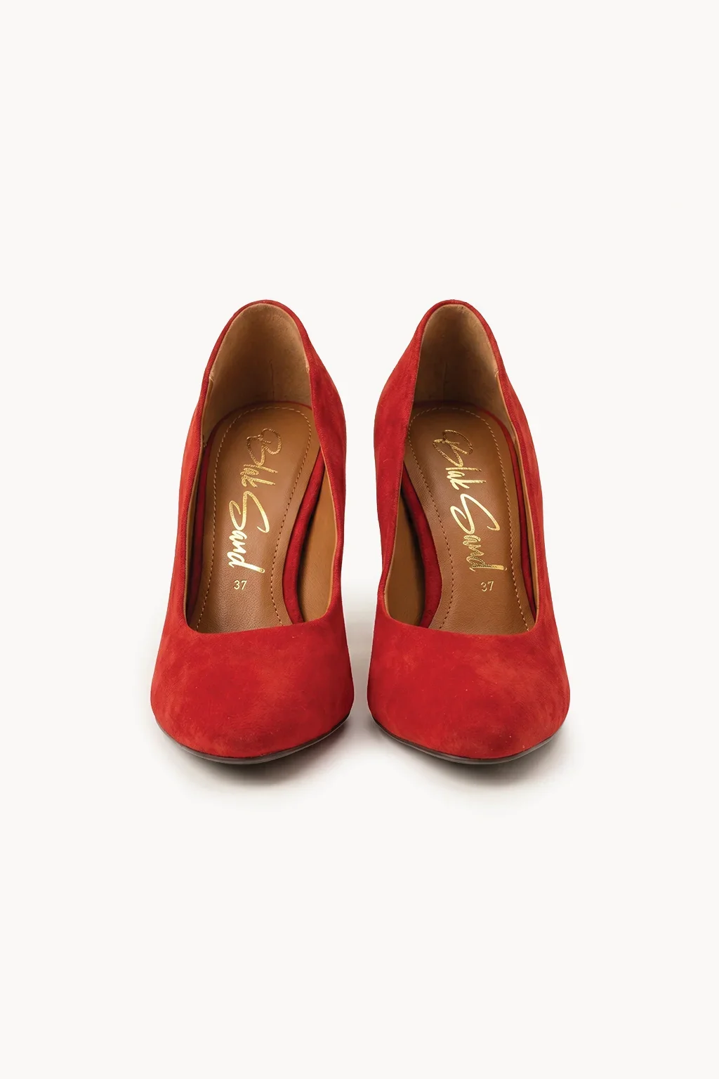 Decollete Camoscio – Block Heel, Red — 01 pair