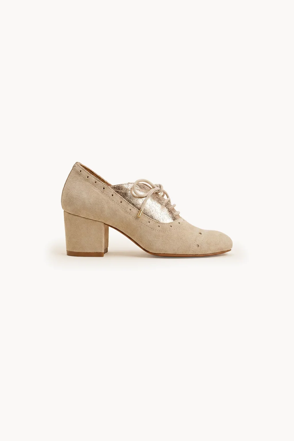 Venezia Oro Brogue Heel, Ivory — 03 side profile