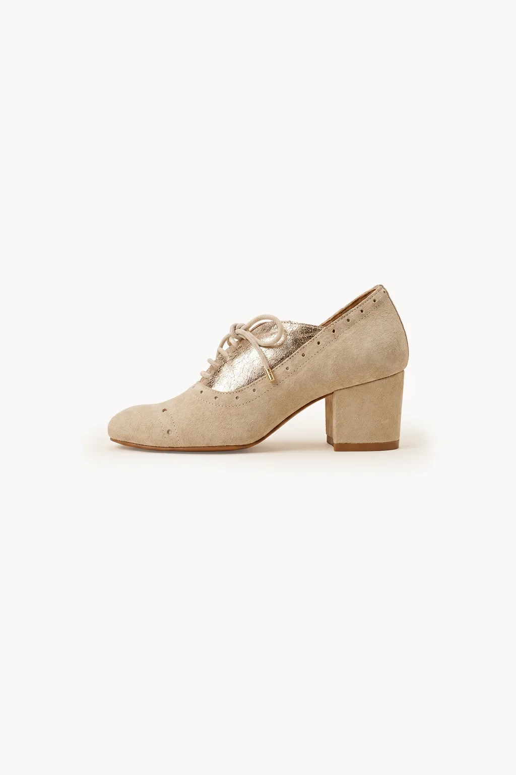 Venezia Oro Brogue Heel, Ivory — 04 side profile 2