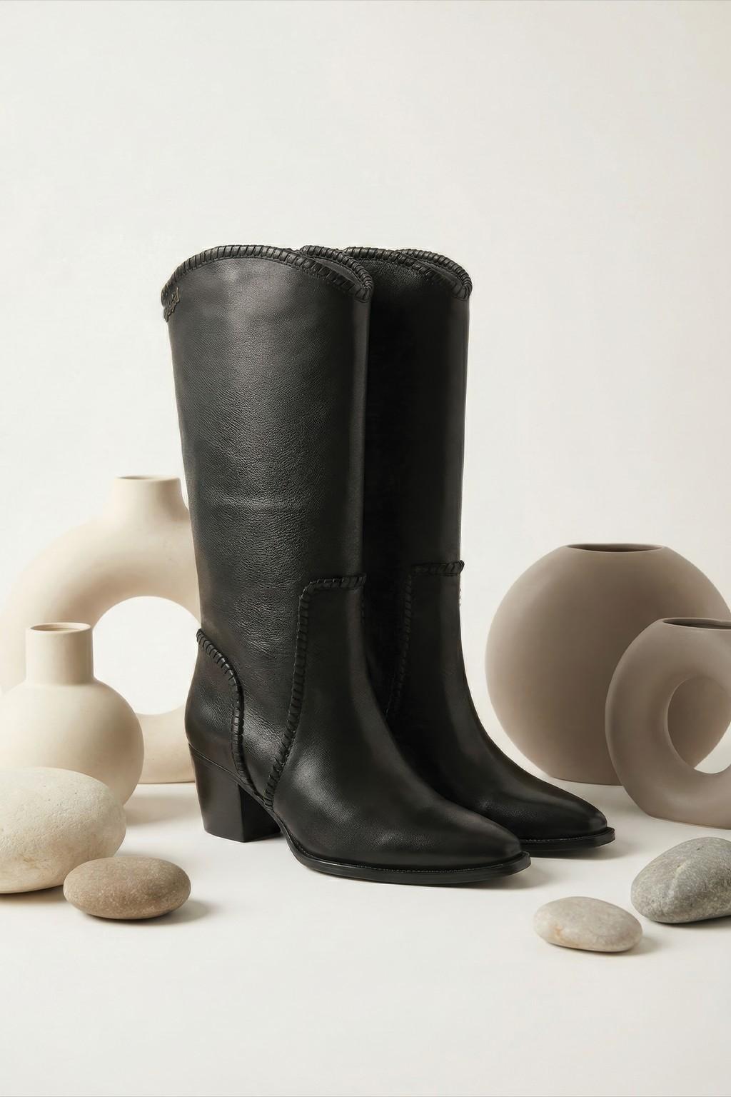 Kaelin – Mid Boots with Artisan Stitching, Dark Brown — 08 styled