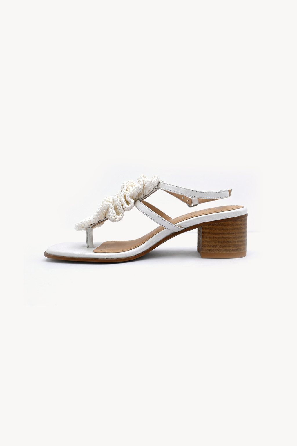 Cala Knotted Sandal, White — 04 side profile 2