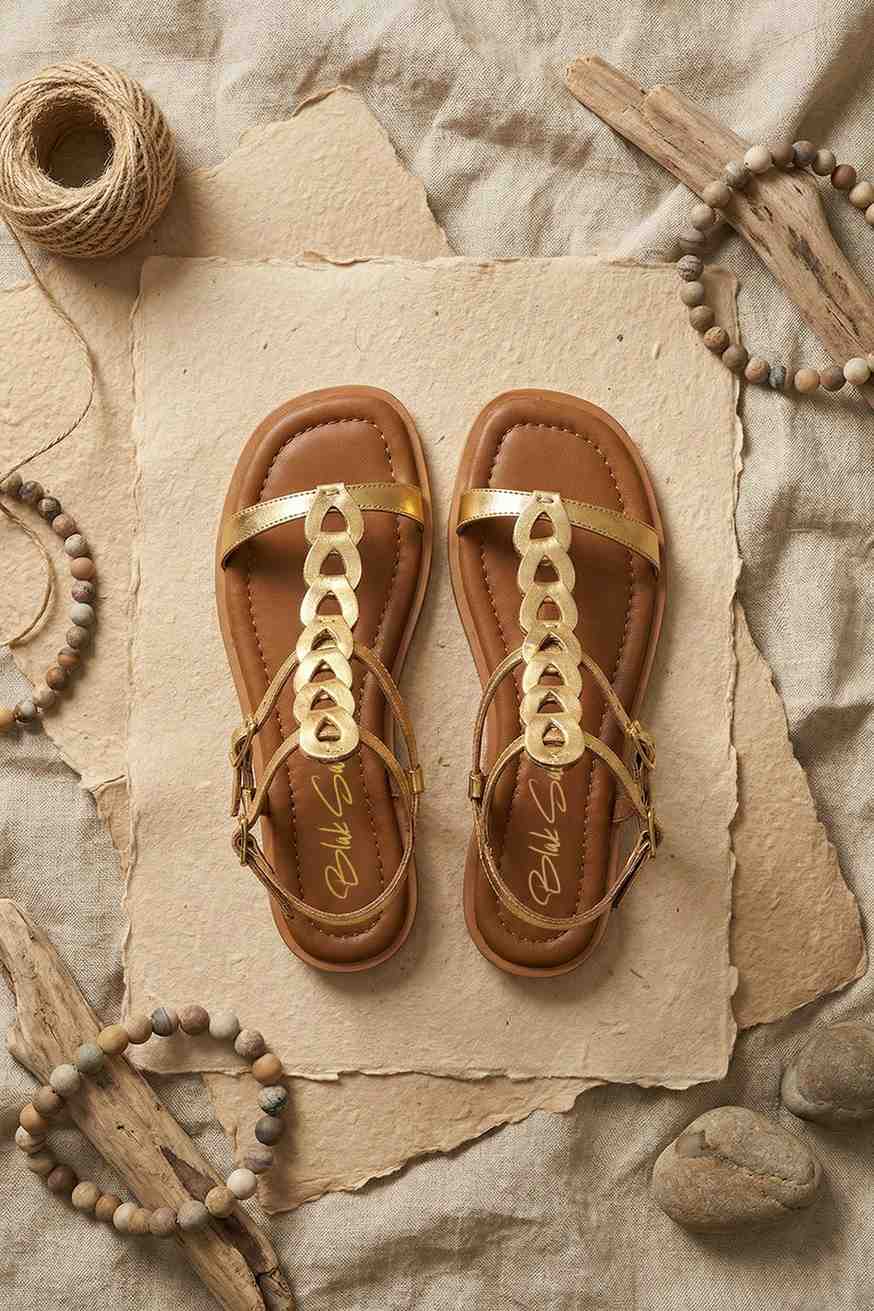 Elara – Gilded Wrap-Strap Sandals