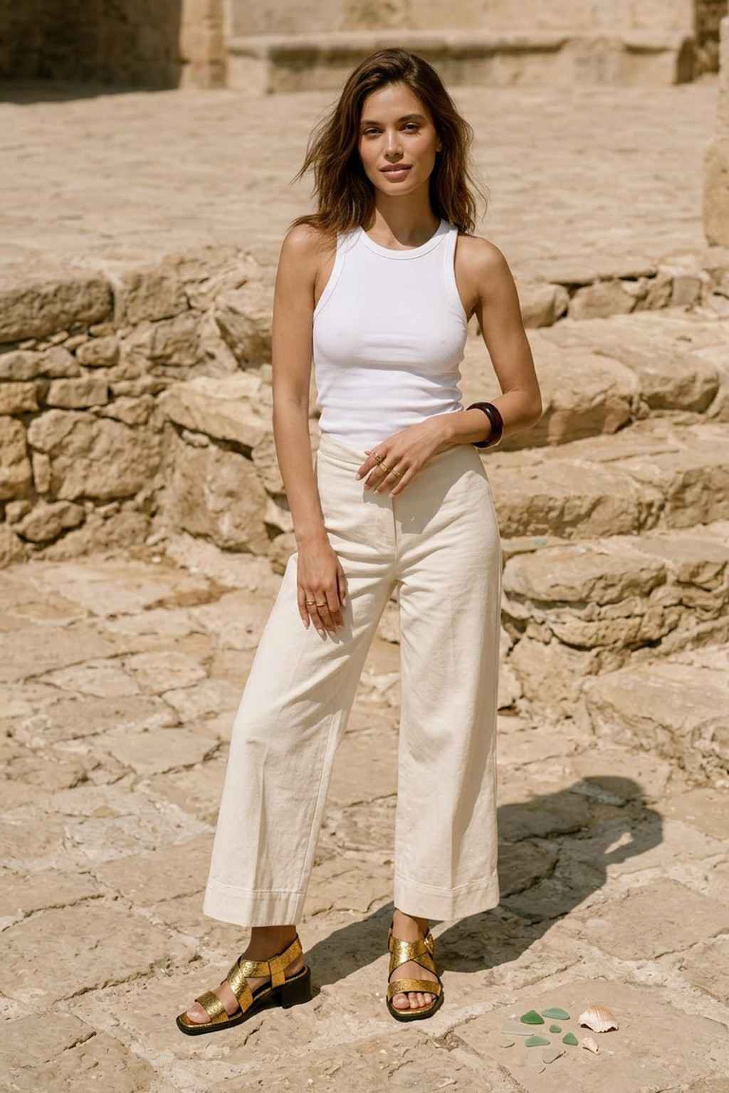 Milano- Strata Sandals, Antique Gold — 08 on model