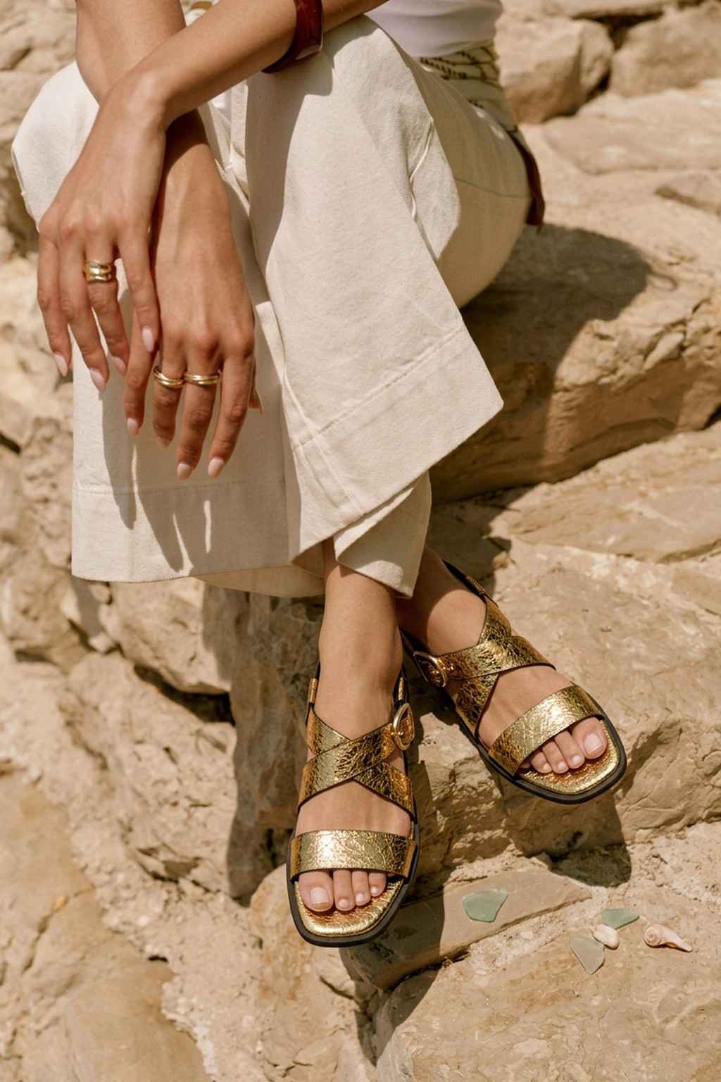 Milano- Strata Sandals, Antique Gold — 07 on the foot