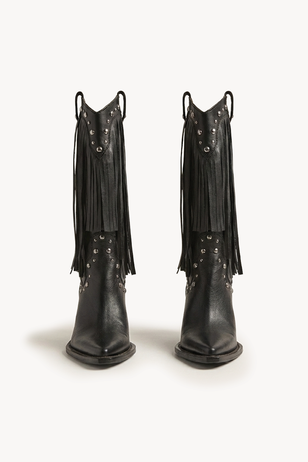 NoirSpill – Cascading Fringe Boots, Dark Brown — 01 pair