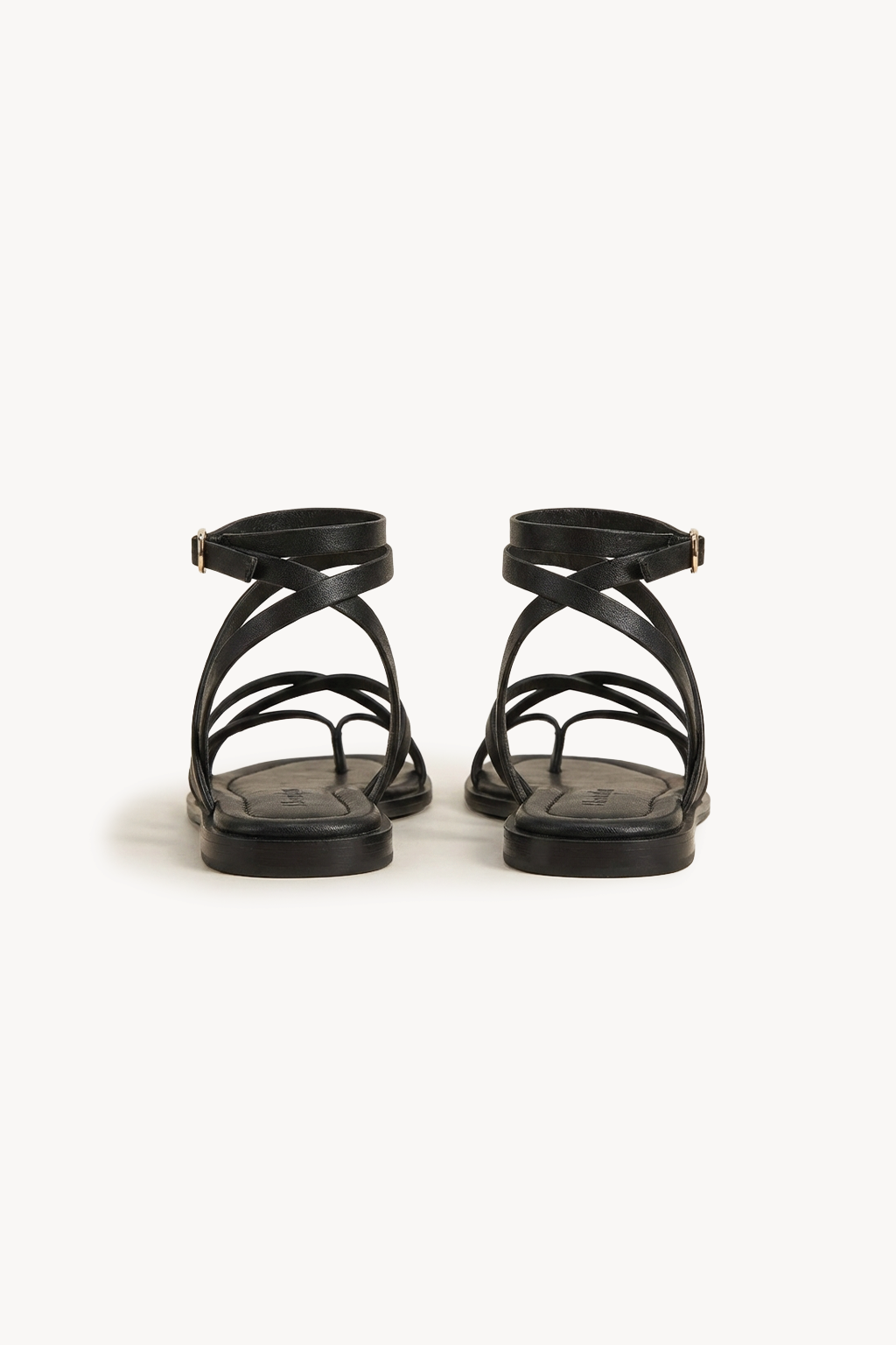 Noirve – Architectural Strap Sandals, Black — 05 back