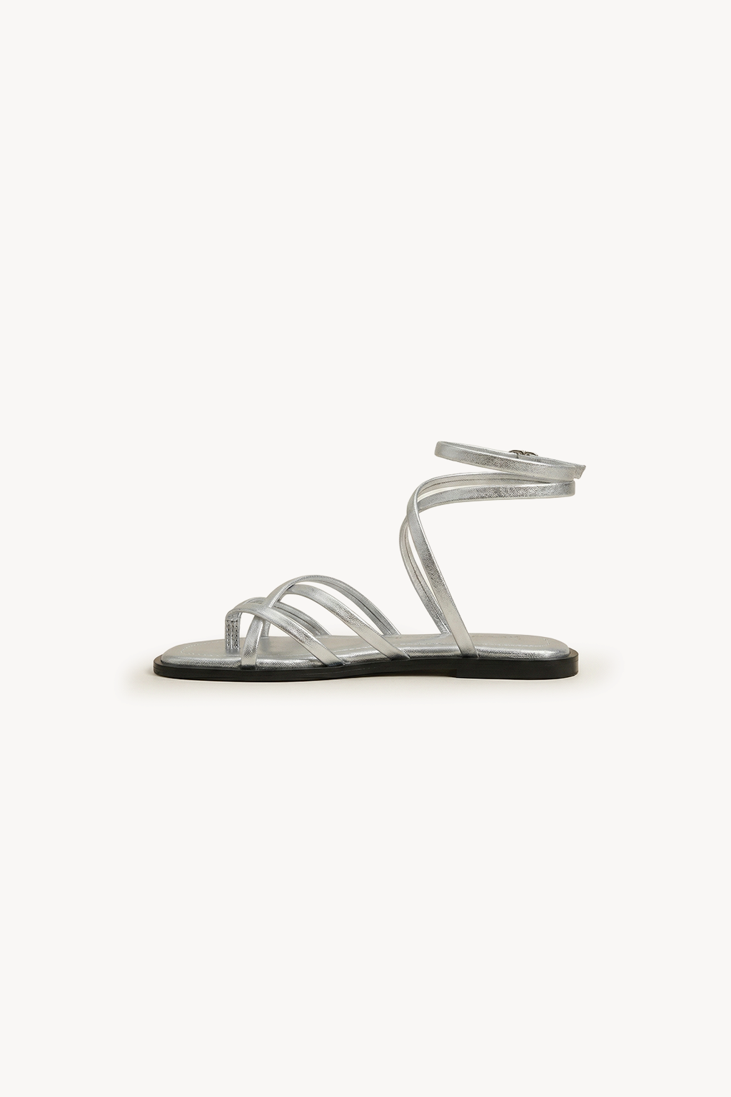 Noirve – Architectural Strap Sandals, Silver — 04 side profile 2