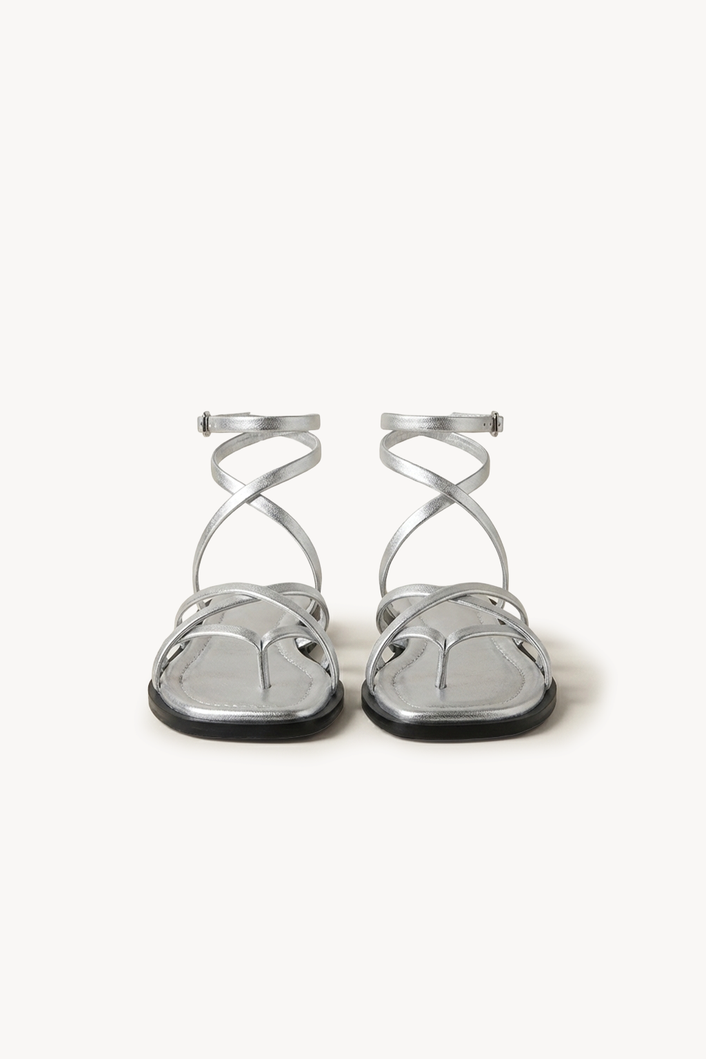 Noirve – Architectural Strap Sandals, Silver — 01 pair