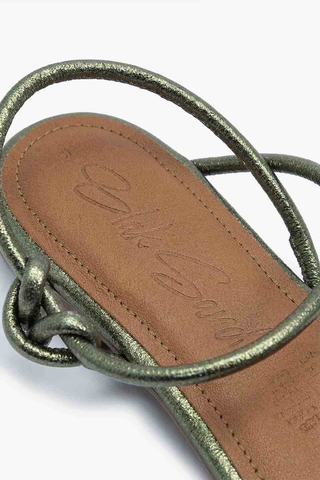 Orbit – Flat Strappy Comfort Sandals, Olive — 03 close-up