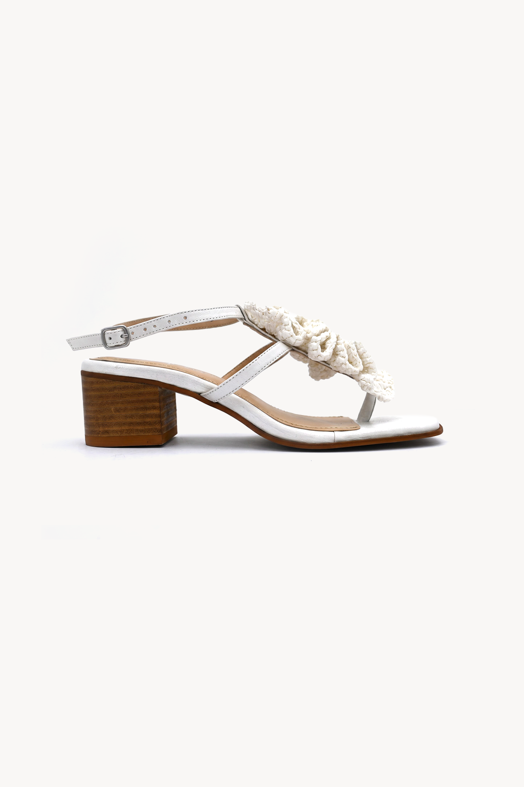 Cala Knotted Sandal, White — 03 side profile