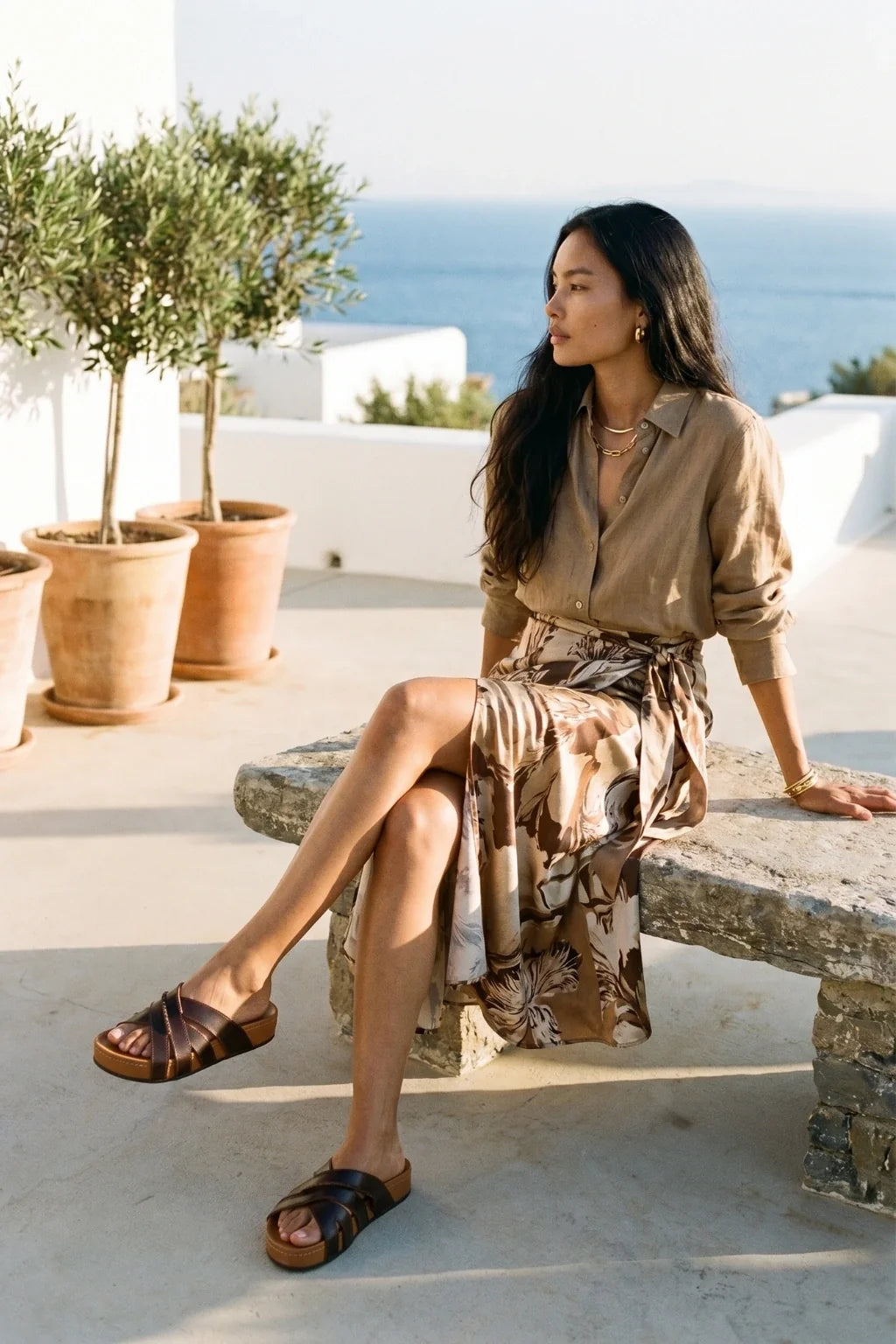 Romanov Zoloto-  Slides, Taupe — 07 on model