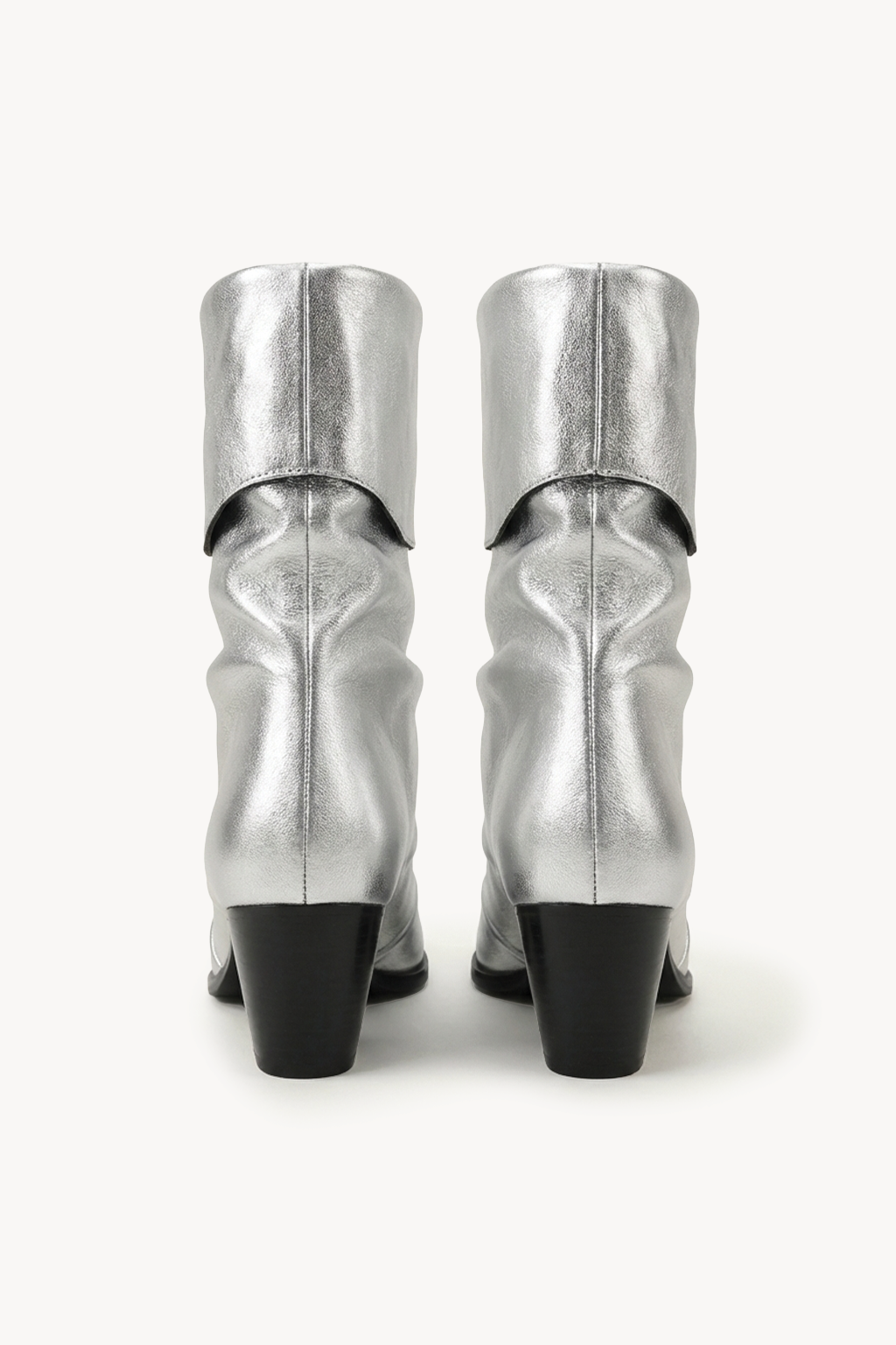 Cloene – Fold Over Collar Boots, Silver — 05 back