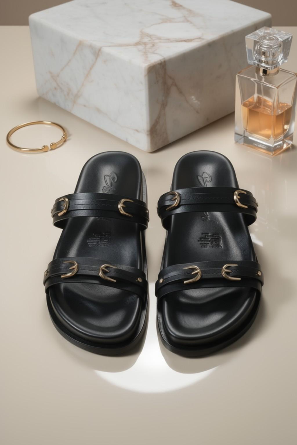 Glint – Slide Comfort Sandals, Black — 08 styled