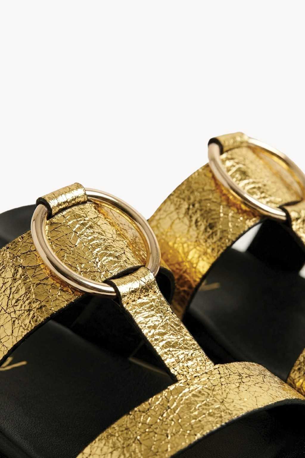 Verdea Noir Slide, Gold — 03 close-up