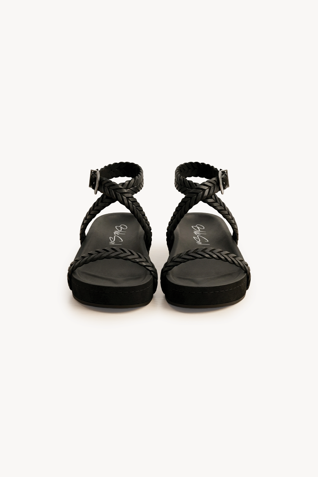 Lumiere- Braided Sandals, Black — 01 pair