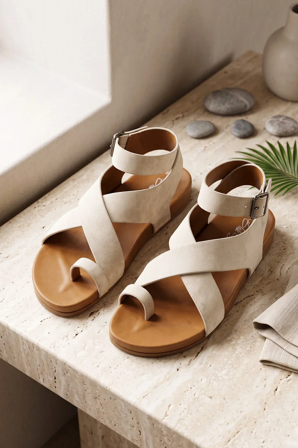 Siena back strap Sandalia, White — 08 styled