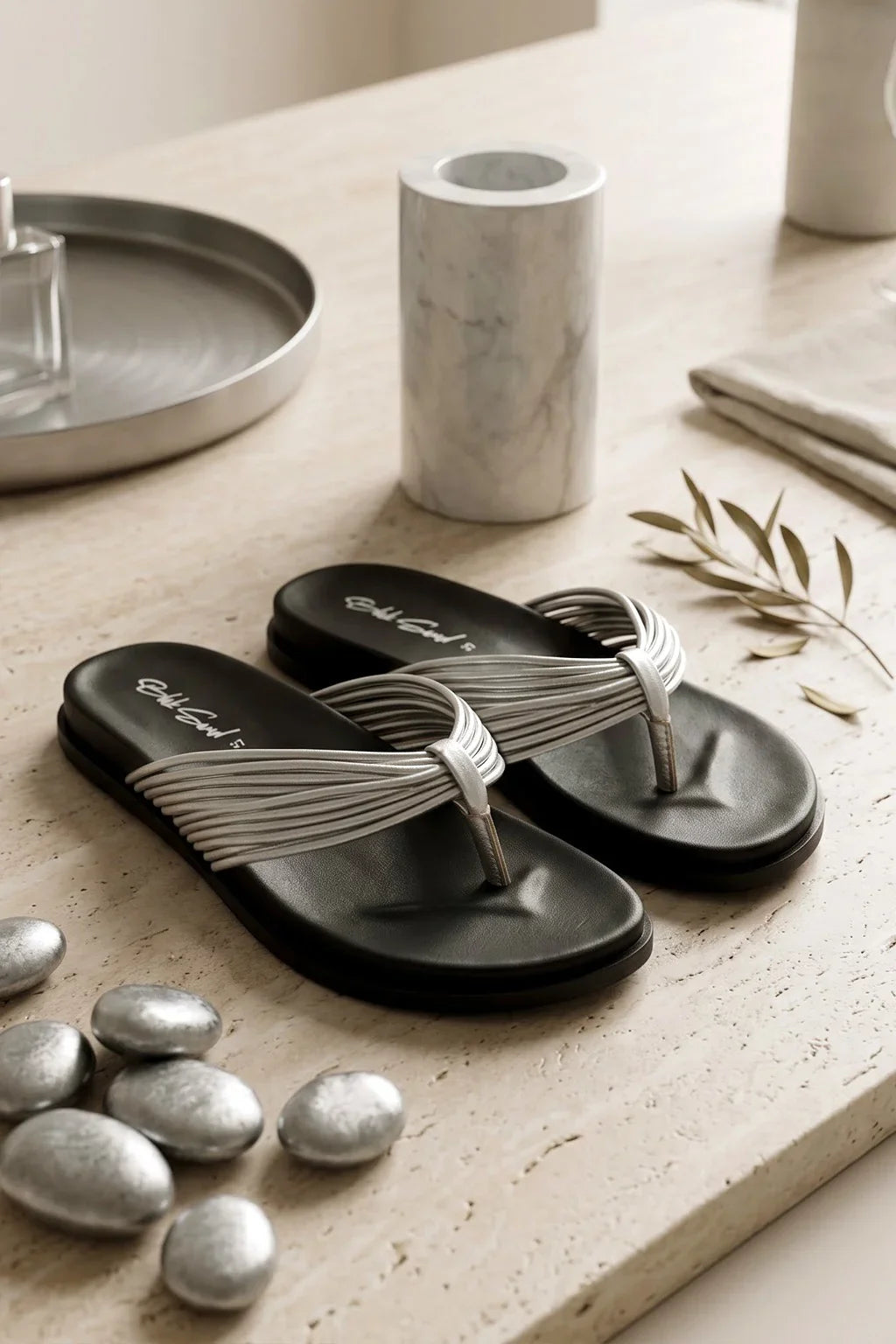 Solara Trenzada Sandal, Silver — 08 styled
