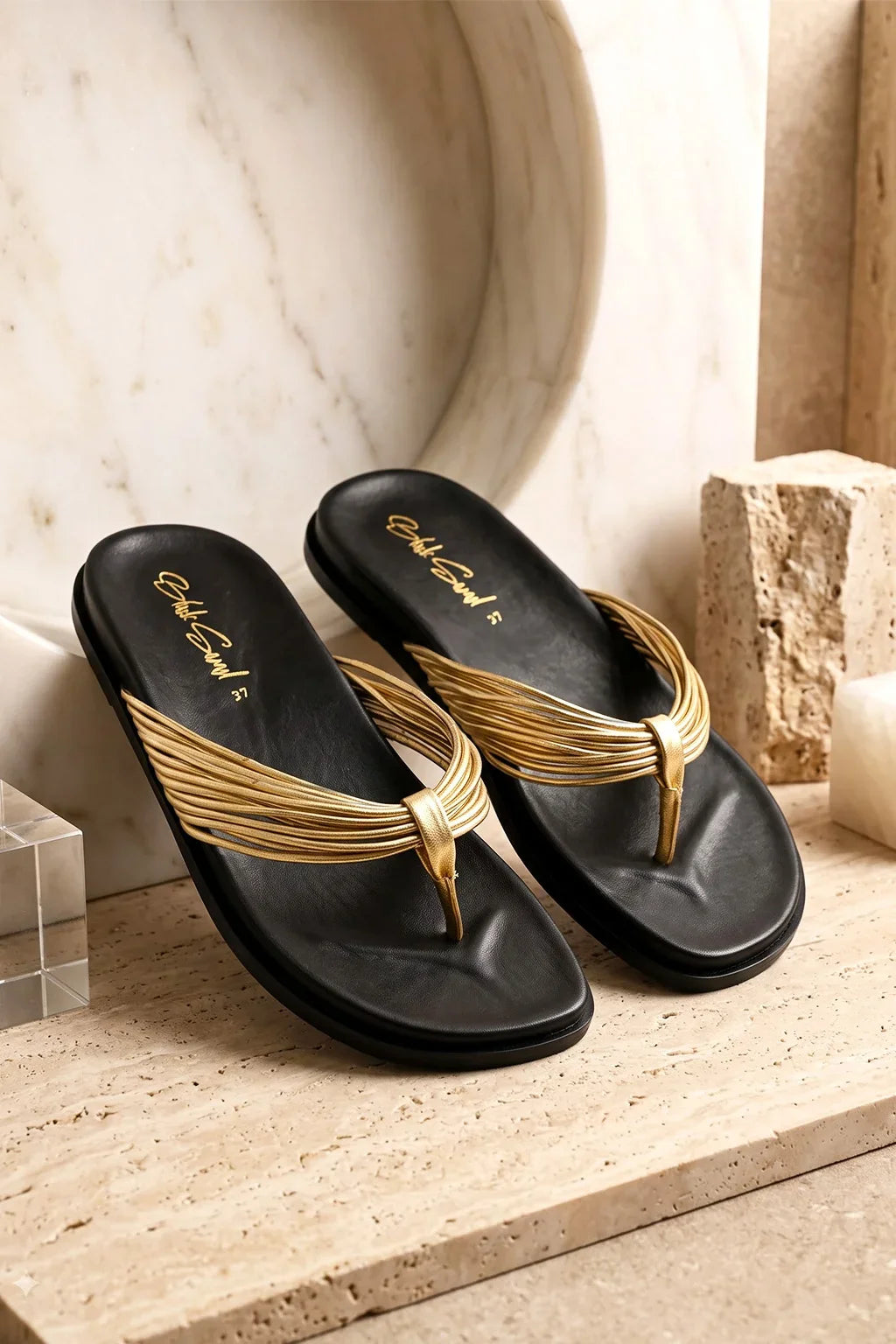 Solara Trenzada Sandal, Gold — 08 styled