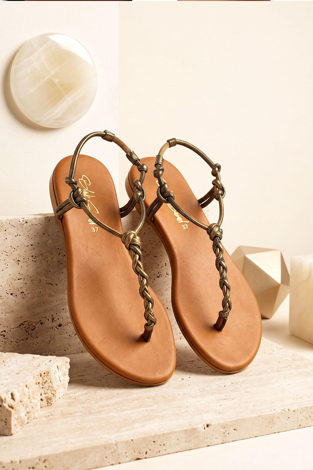 Azahara T-Strap Sandal, Bronze — 09 styled