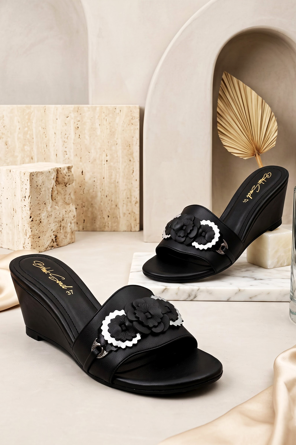 Carlota Crystal Wedge, Black — 08 styled