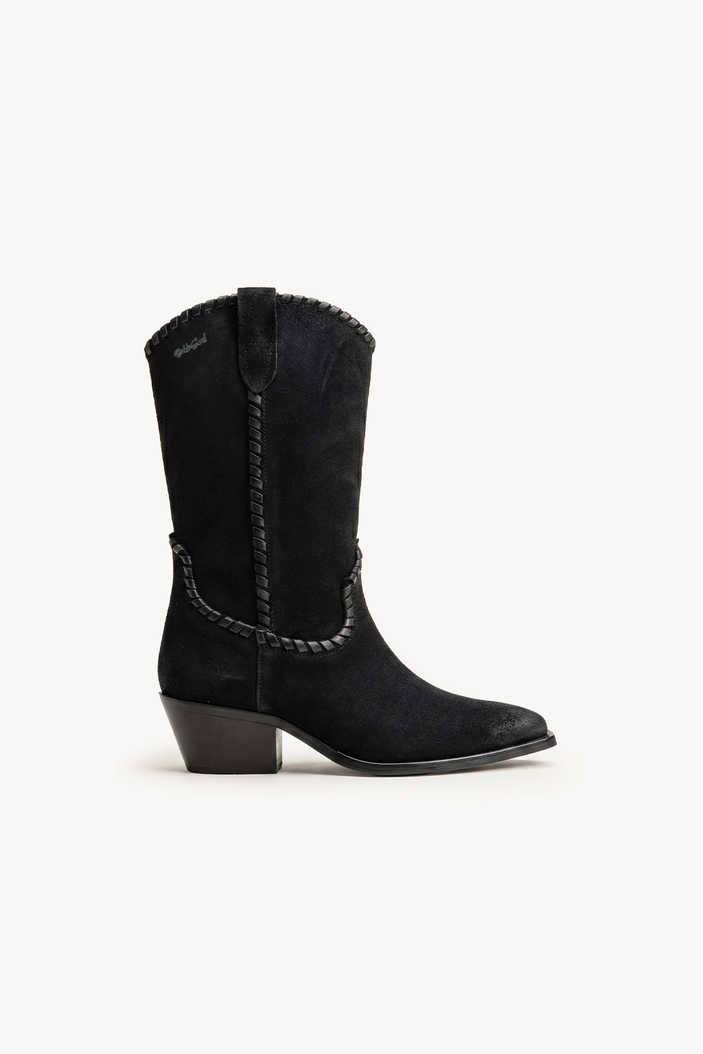 Drelan – Mid Boots with Weaving Detail, Black — 03 side profile