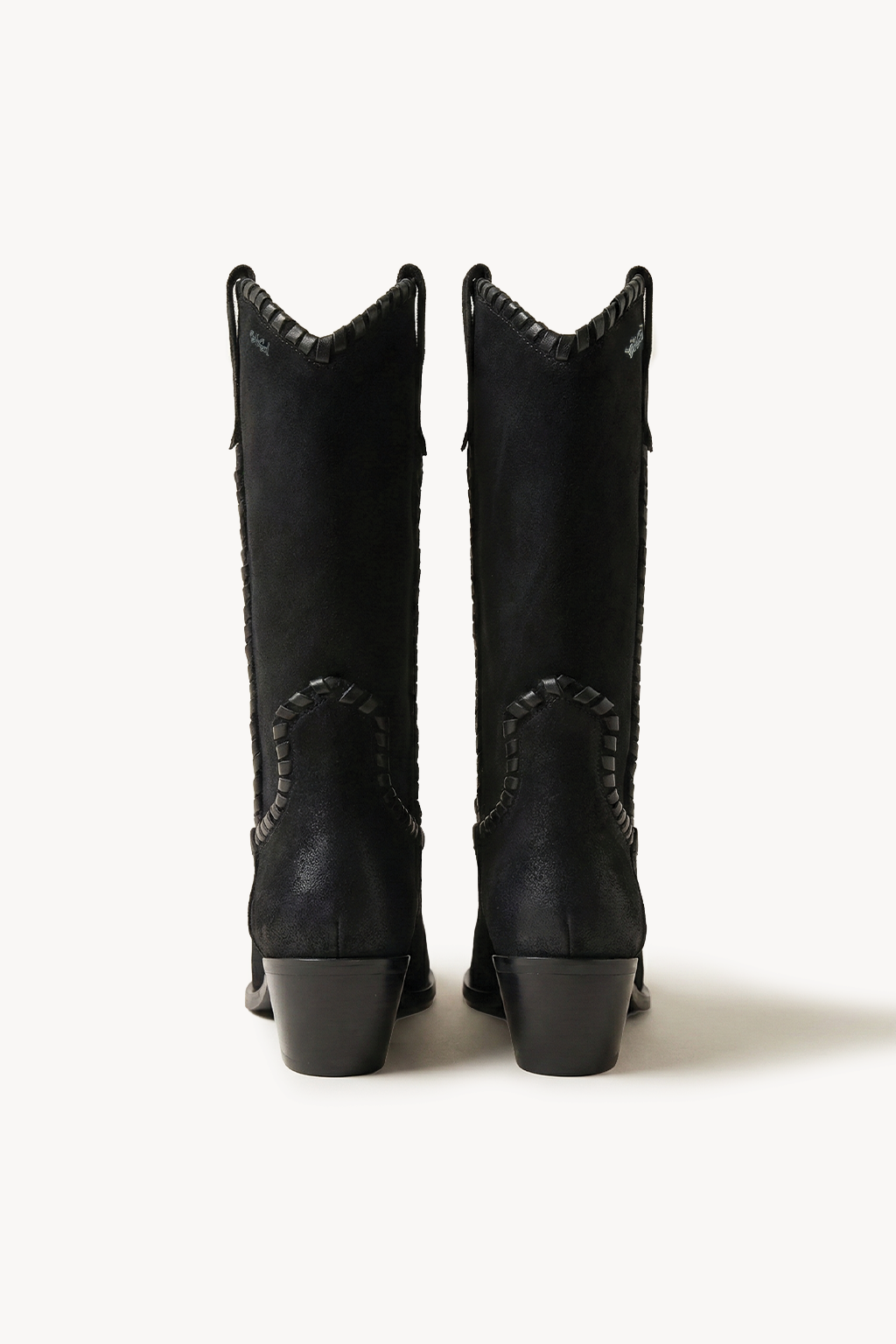 Drelan – Mid Boots with Weaving Detail, Black — 05 back