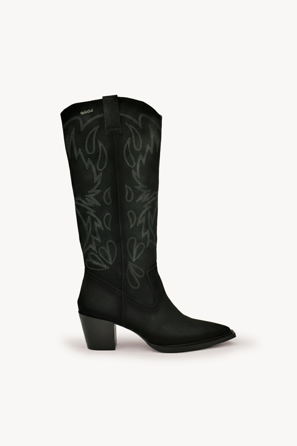 Sundra – Western Style Embroidery Boots, Black — 03 side profile