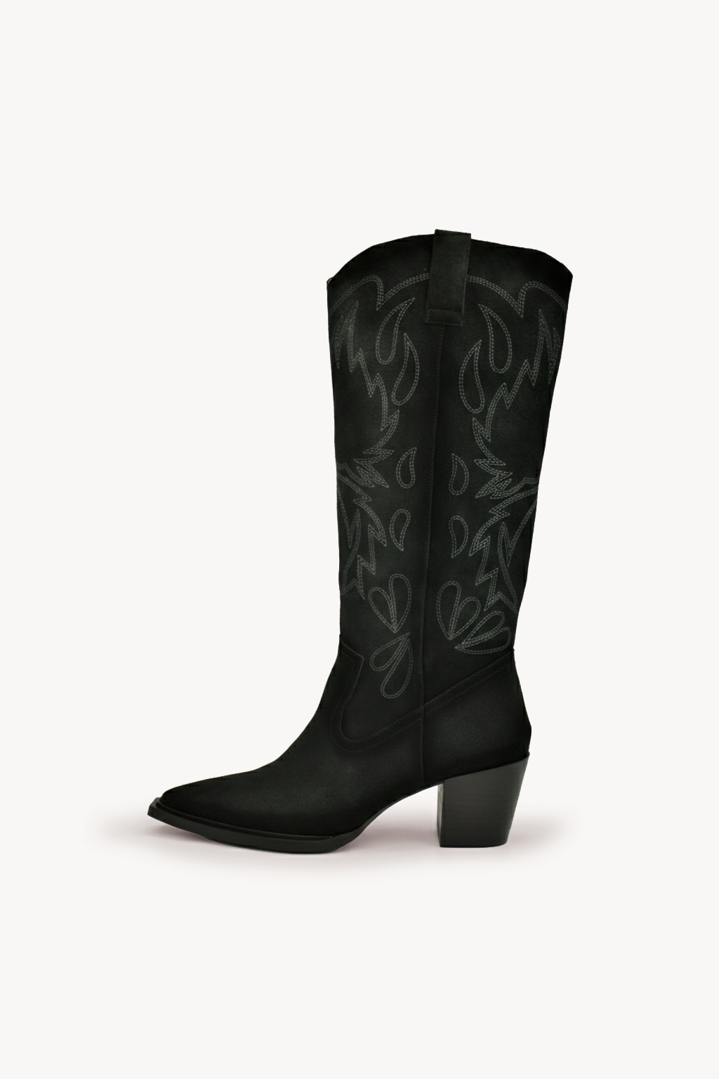 Sundra – Western Style Embroidery Boots, Black — 04 side profile 2