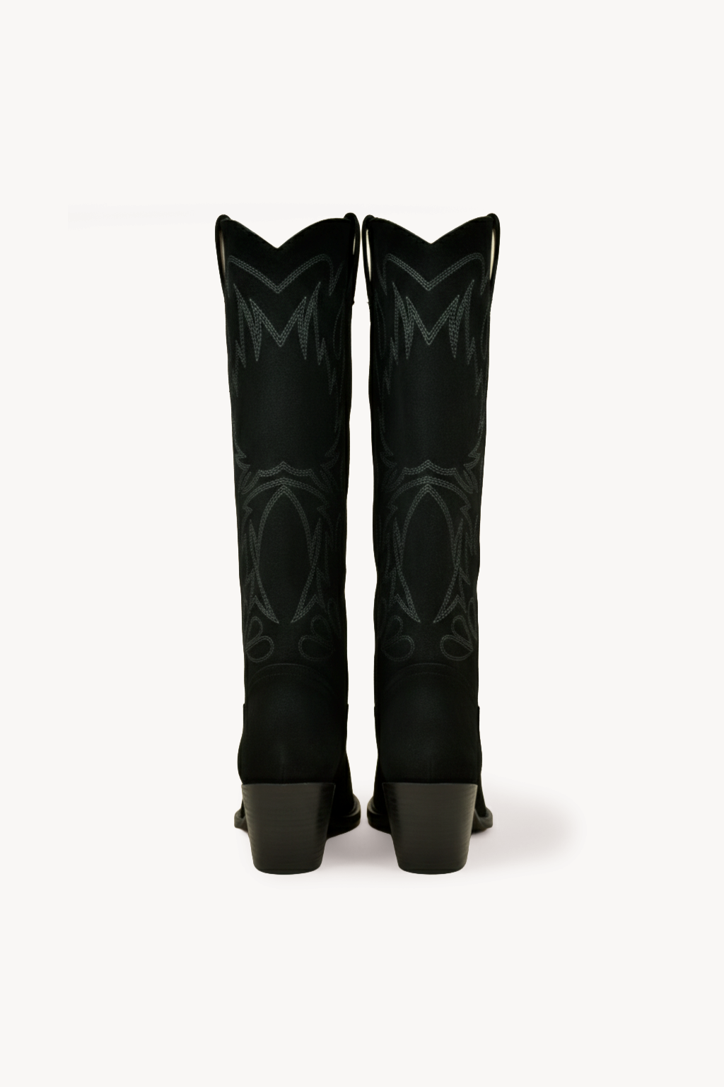 Sundra – Western Style Embroidery Boots, Black — 05 back