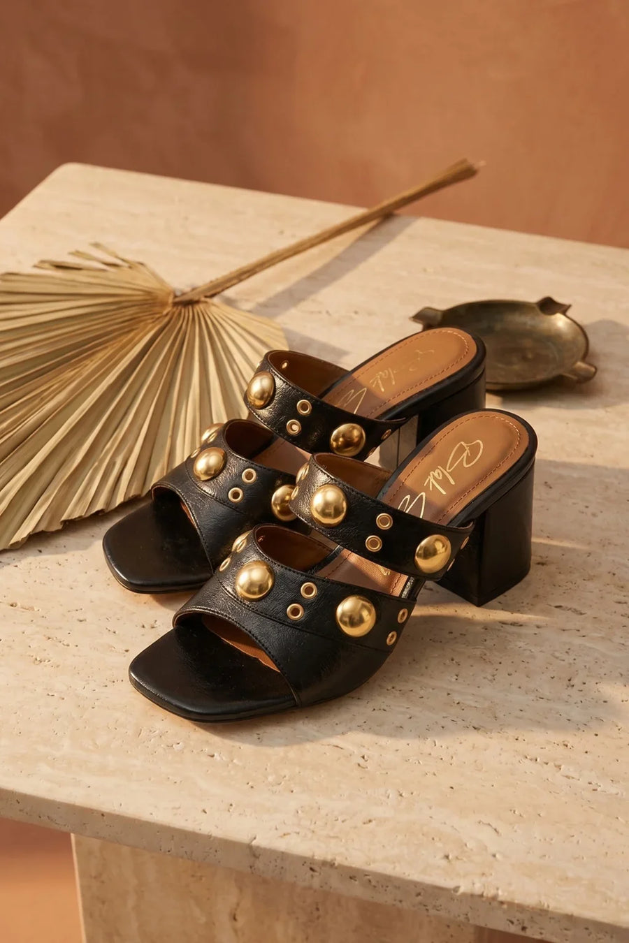 Torino Nero Rockstud Slide