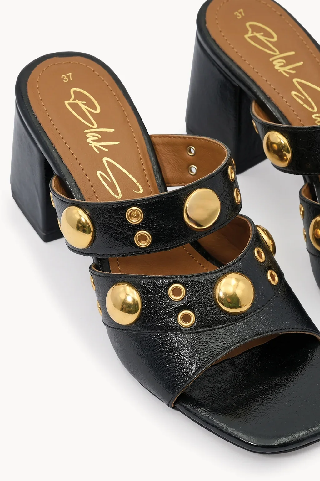 Torino Nero Rockstud Slide, Black — 02 close-up