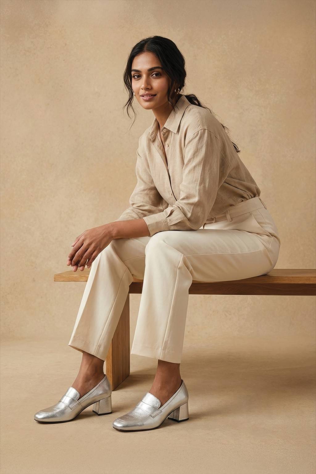 Bellve - Minimal Slip-On Loafers, Silver — 07 on model