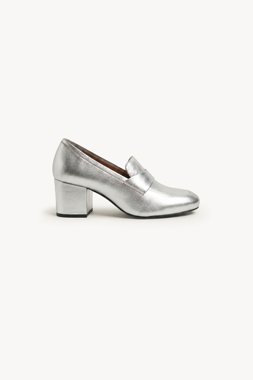 Bellve - Minimal Slip-On Loafers, Silver — 01 side profile
