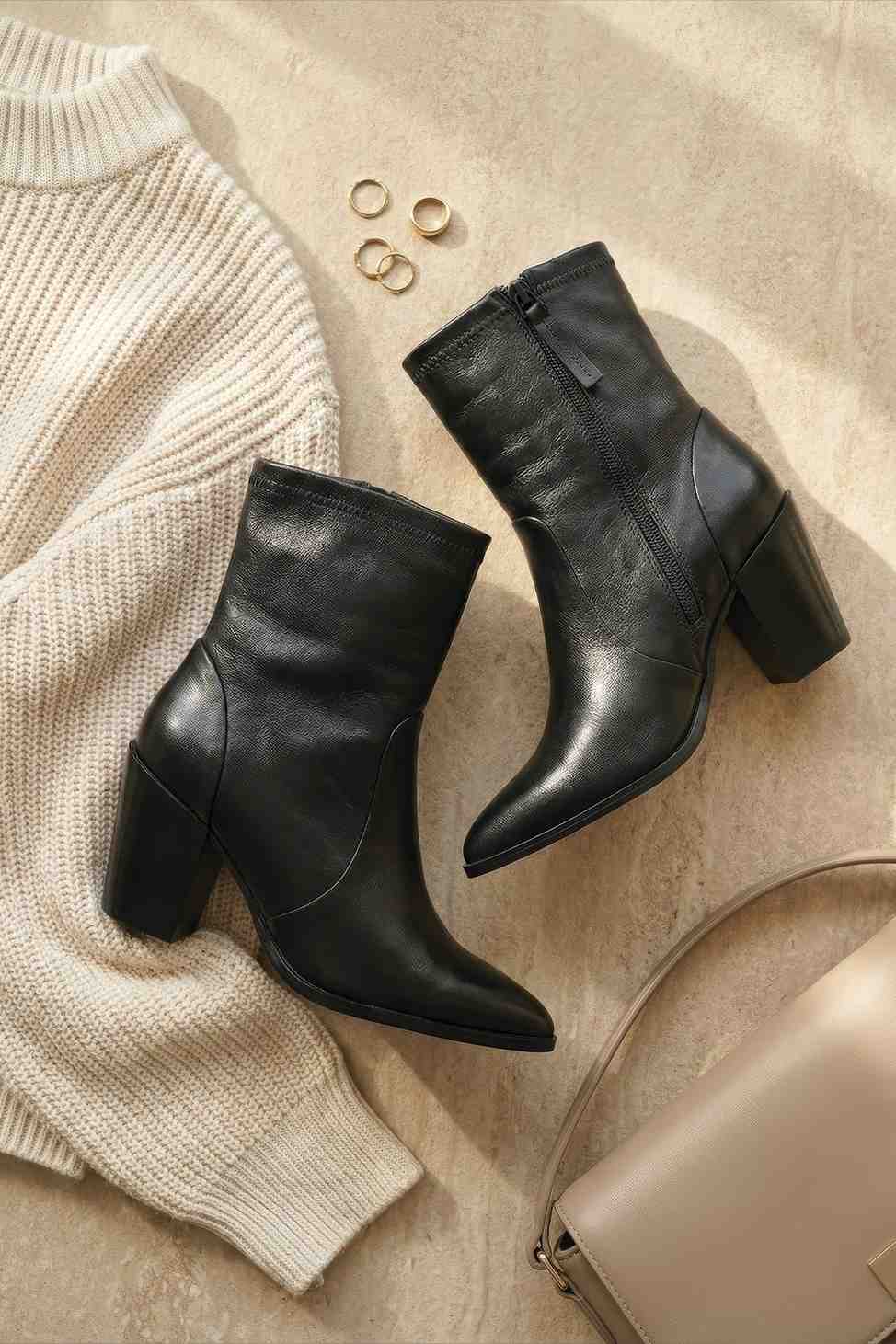 Wintare – Sculpted Leather Ankle Boots, Black — 08 styled