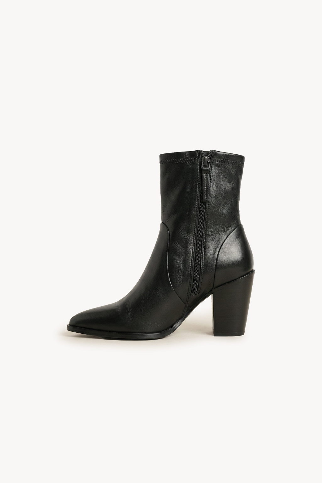 Wintare – Sculpted Leather Ankle Boots, Black — 04 side profile 2