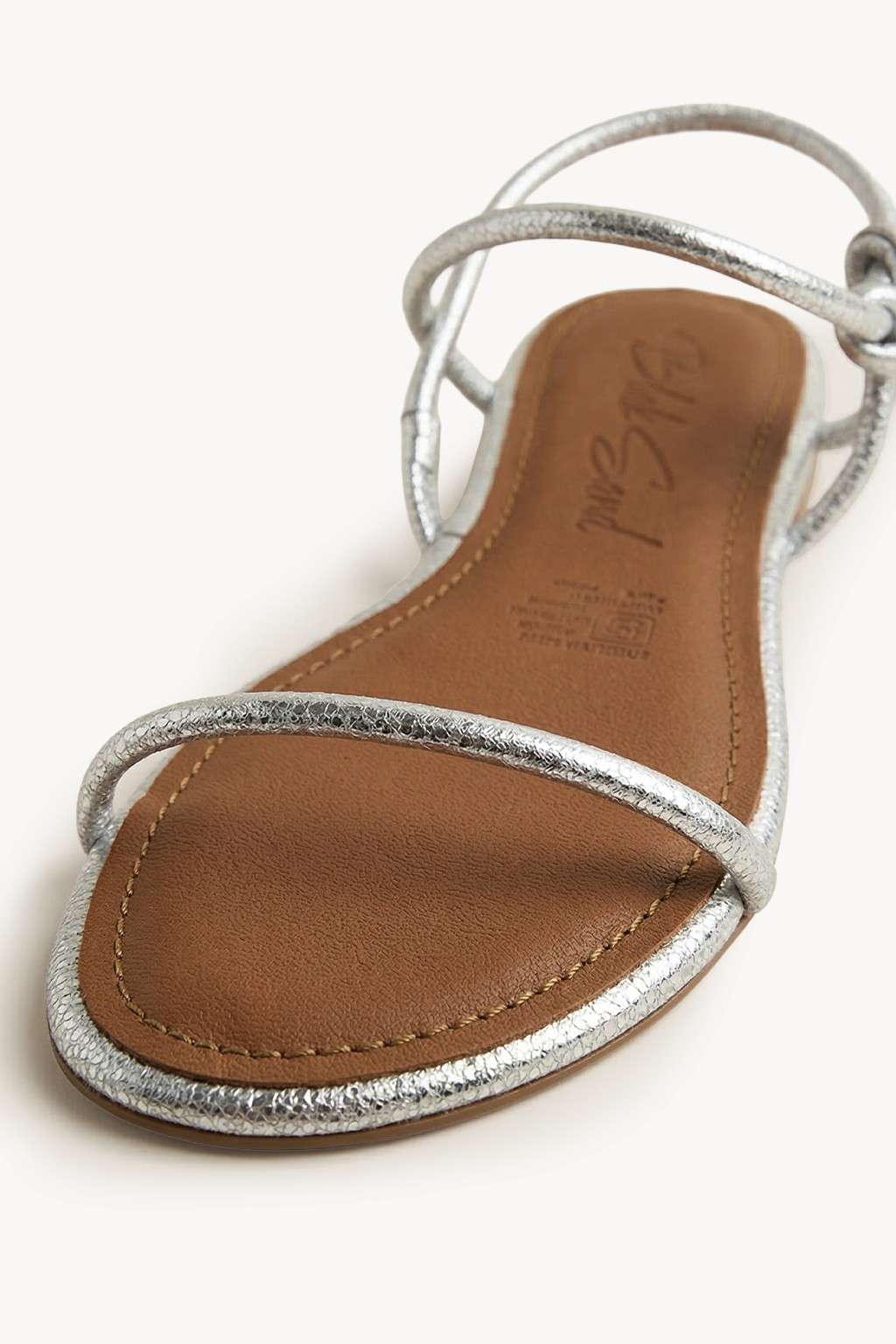 Orbit – Flat Strappy Comfort Sandals, Silver — 03 close-up