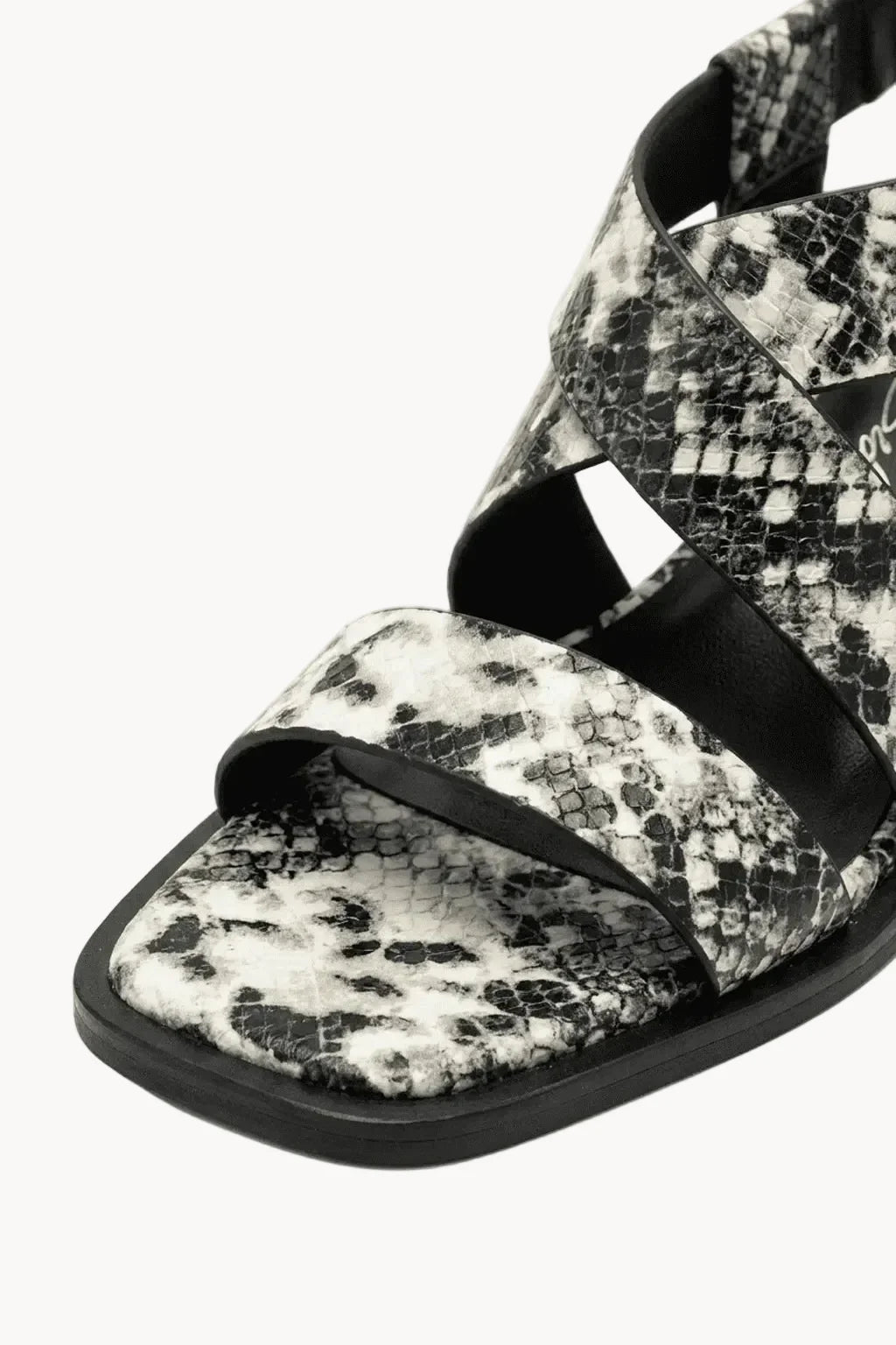 Milano- Strata Sandals, Black-White Snake — 03 close-up