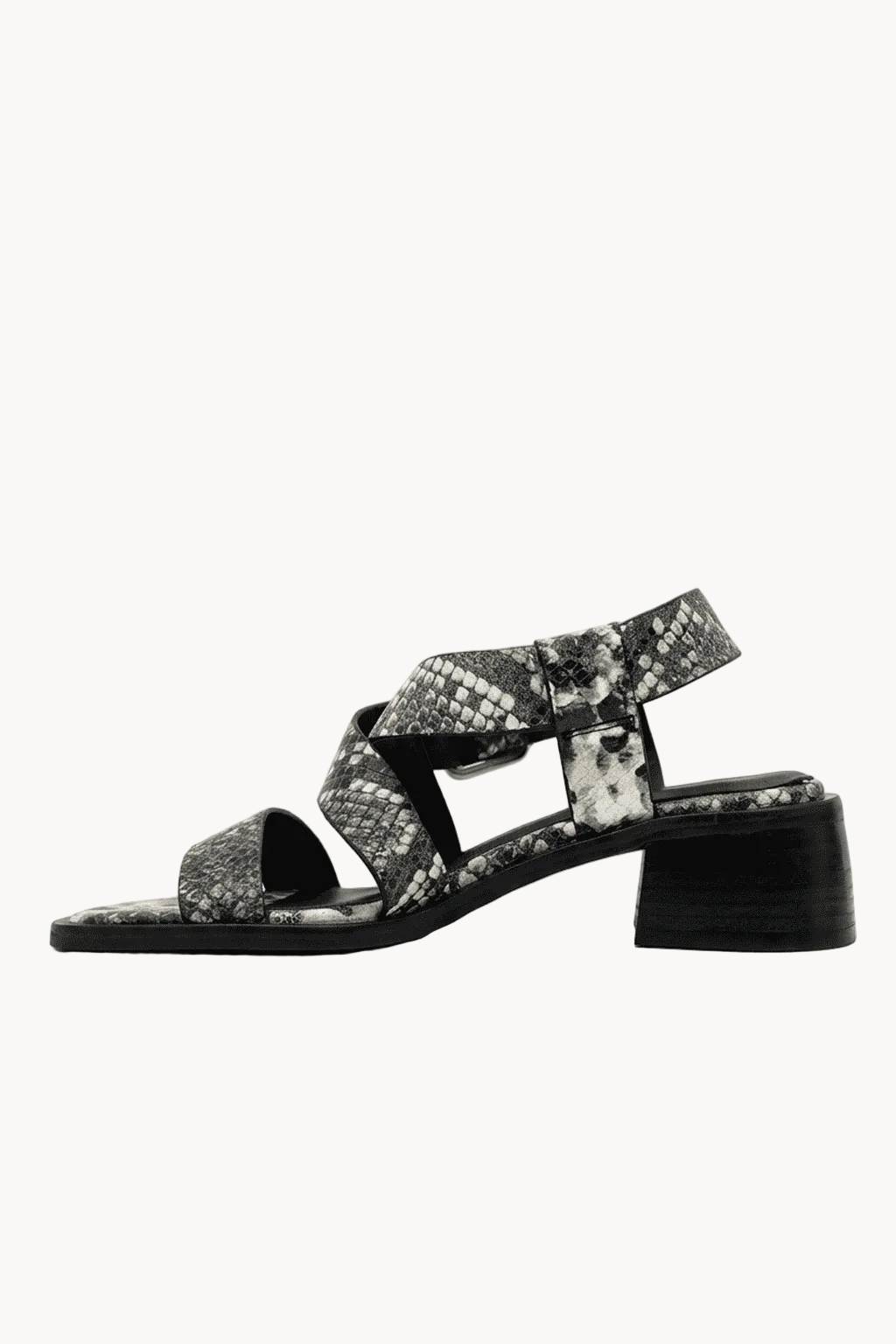 Milano- Strata Sandals, Black-White Snake — 02 side profile 2