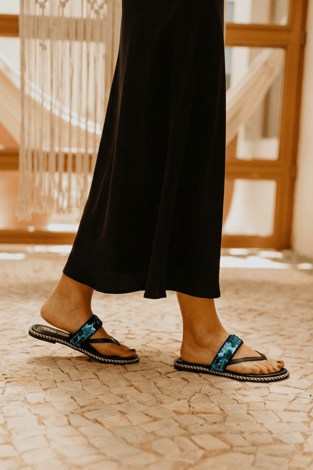 Notte Azzurra Sandal, Blue — 06 on the foot
