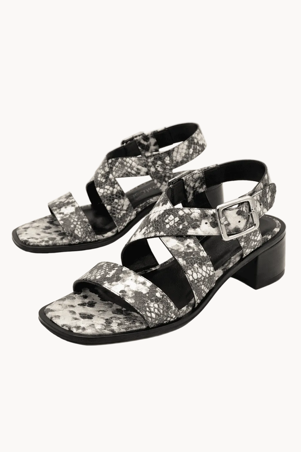 Milano- Strata Sandals, Black-White Snake — 05 detail