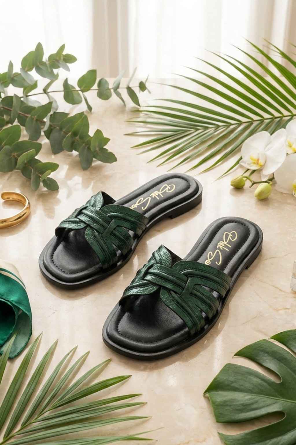 Aurea Noir Slide, Green — 08 styled