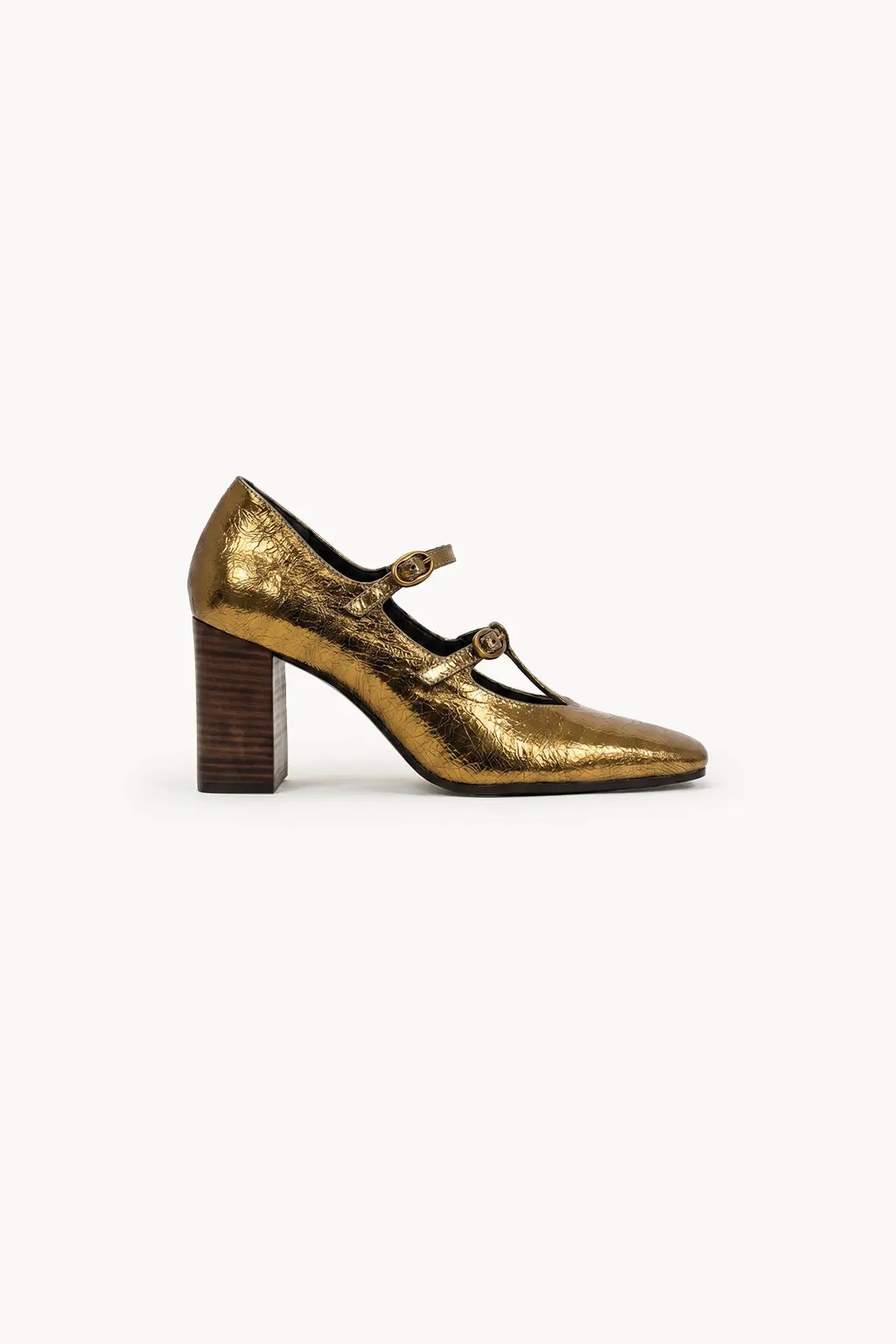 Camoscio Mary Jane, Antique Gold — 03 side profile
