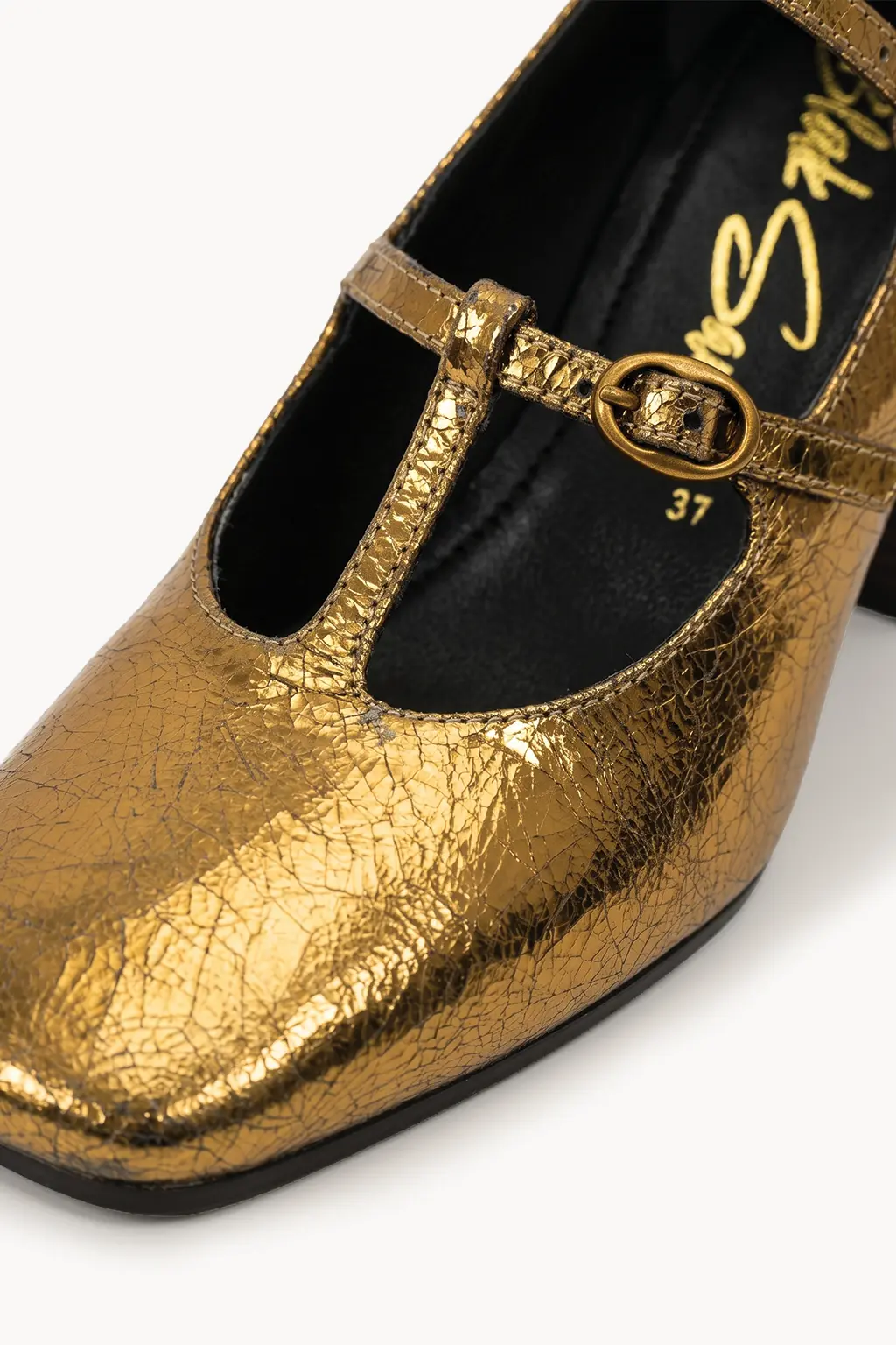 Camoscio Mary Jane, Antique Gold — 02 close-up