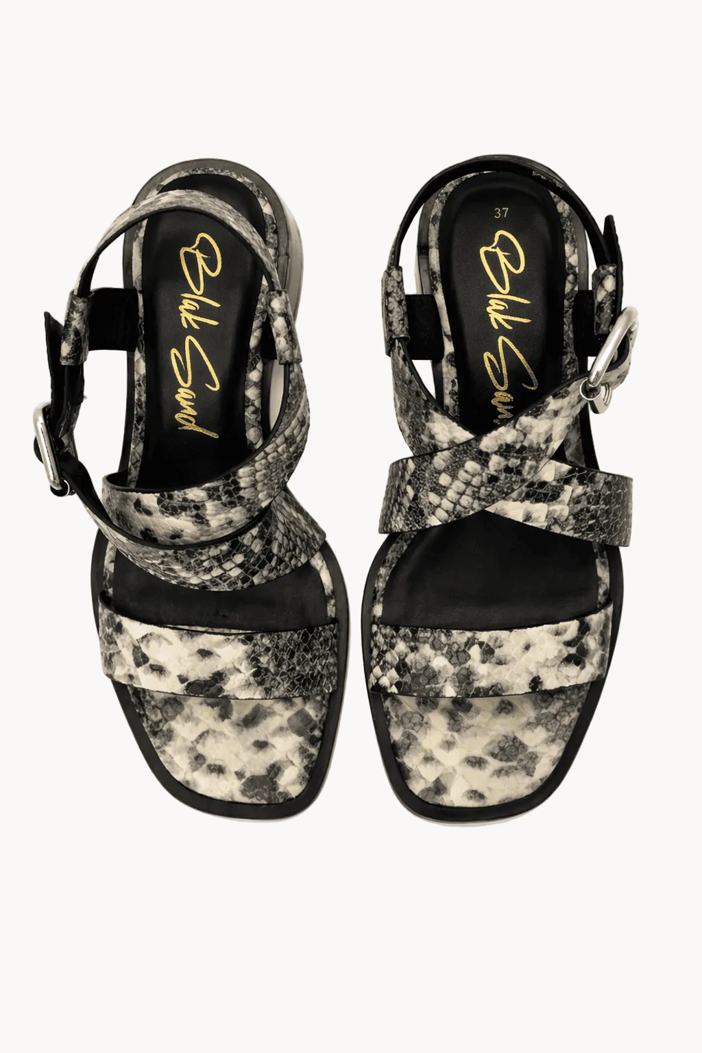 Milano- Strata Sandals, Black-White Snake — 04 three-quarter
